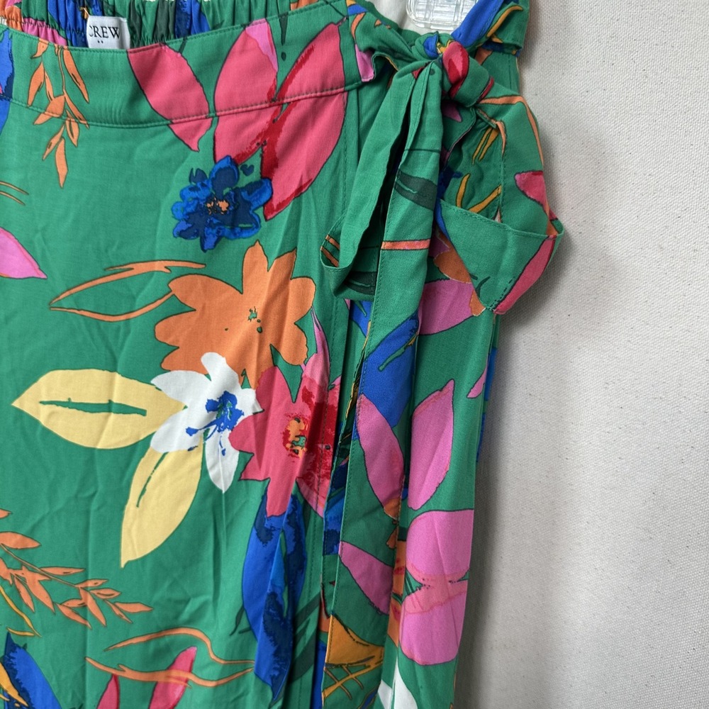 J.Crew Resortwear Cruise Hawaiian Floral Faux Wrap Midi Skirt Size M Tie Waist - Picture 3 of 11